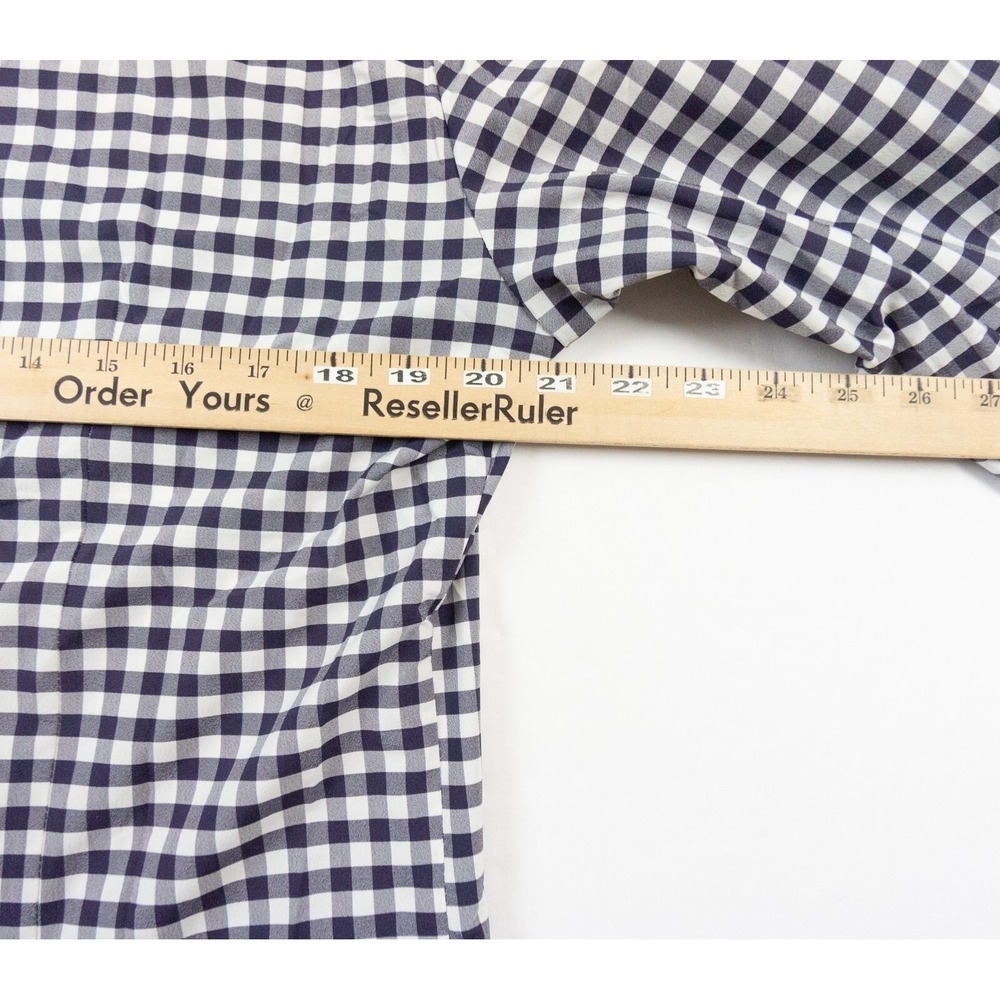 Mizzen Main Shirt Mens Medium Blue Button Down Collared Trim Fit Stretch Check - Picture 9 of 11